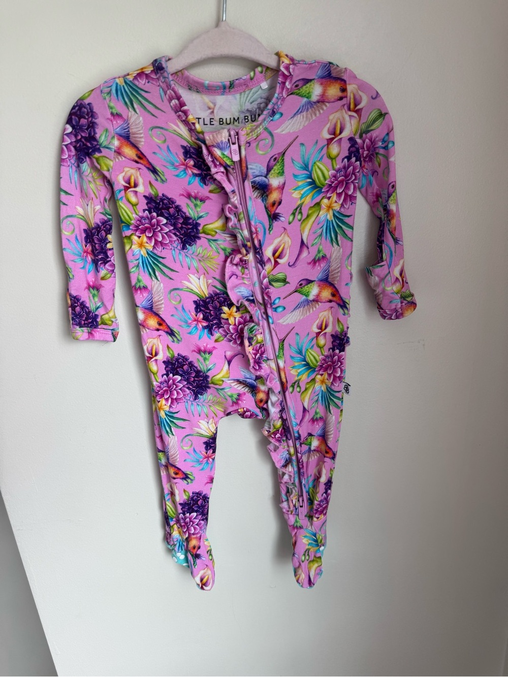 Little Bum Bums Pink Floral Ruffled Footie Size 0-3M
